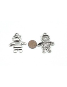 pendentifs garçon charm en métal argenté 39mm 2