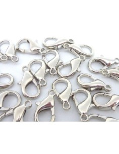 25 Fermoirs mousqueton 16mm en métal argenté