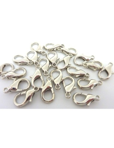 Mousqueton 16mm en métal argenté pour création DIY