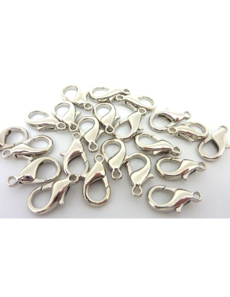 Mousqueton 16mm en métal argenté pour création DIY