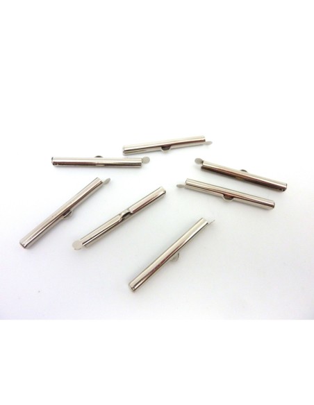 Embout tube, serre ruban, chaîne bille 40mm en métal argenté lisse