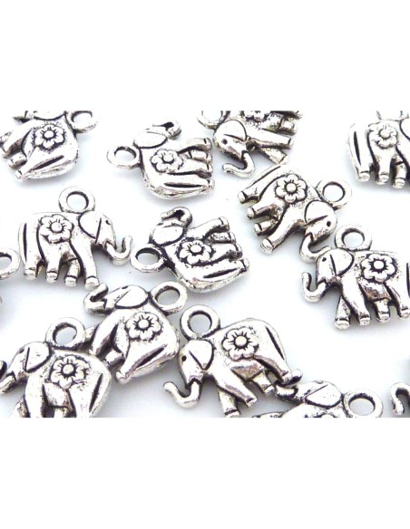 Breloque pendentif éléphant 12mm en métal argenté