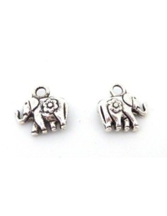 Breloque pendentif éléphant 12mm en métal argenté 2