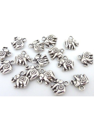 Breloque éléphant 12mm en métal argenté