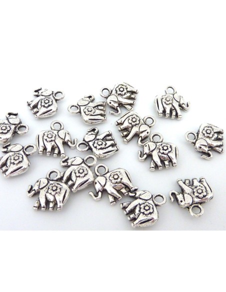 Breloque éléphant 12mm en métal argenté