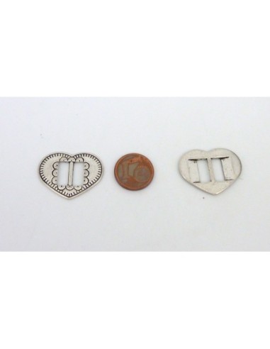 perle passant boucle coeur en métal argenté pour lanière 10mm