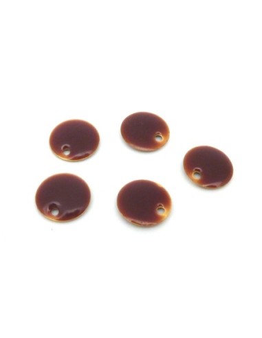 Sequin émaillés recto/verso 12mm de couleur marron rosé