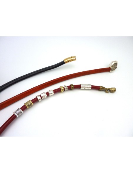 Cordon cuir régaliz 10mmx6,7mm de couleur orangé Cordon cuir régaliz 10mmx6,7mm de couleur orangé