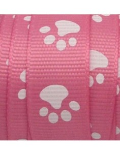 R-1m Ruban  plat 15mm empreinte patte de chat blanche sur...