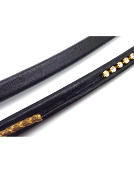 20cm Cuir regaliz  rainuré 10mm x 6,7mm noir