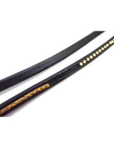 20cm Cuir regaliz  rainuré 10mm x 6,7mm noir 2