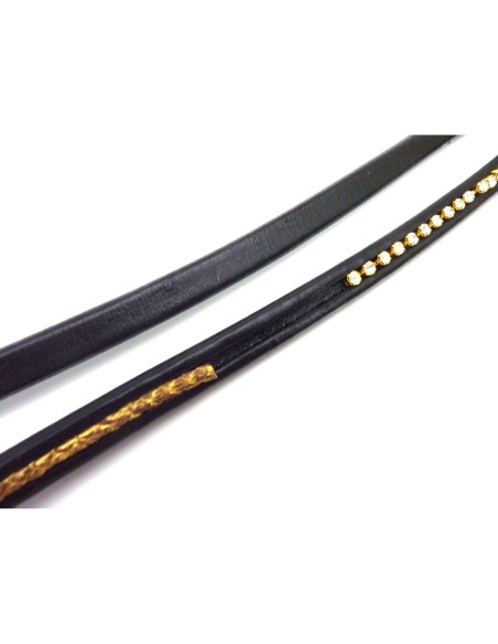 20cm Cuir regaliz  rainuré 10mm x 6,7mm noir