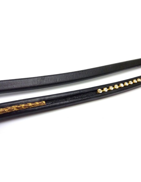 20cm Cuir regaliz  rainuré 10mm x 6,7mm noir