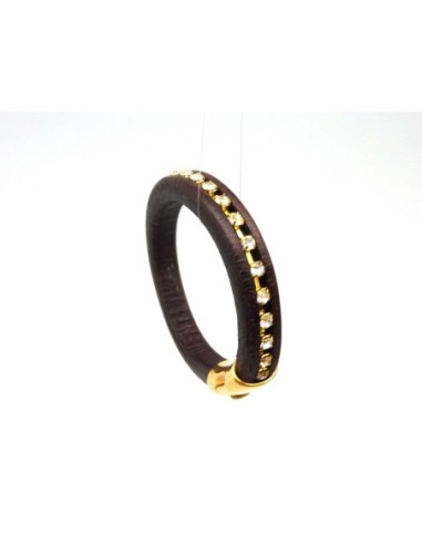 20cm Cuir regaliz  rainuré 10mm x 6,7mm noir