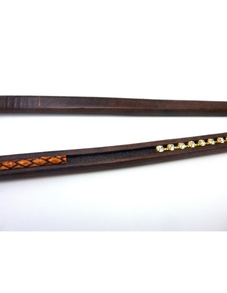 R-20cm Cuir regaliz  rainuré 10mm x 6,7mm marron brun