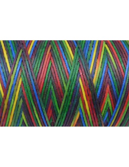 5m Fil polyester ciré 1mm multicolore vert, rouge, bleu,