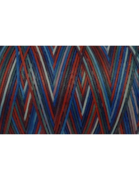 5m Fil polyester ciré 1mm multicolore bleu, blanc, rouge,