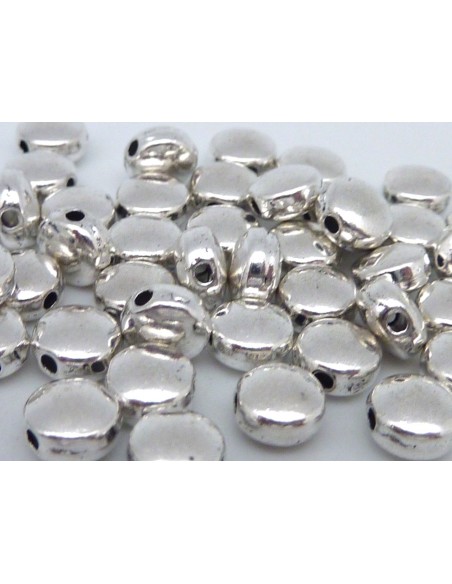 Perle pastille en métal argenté