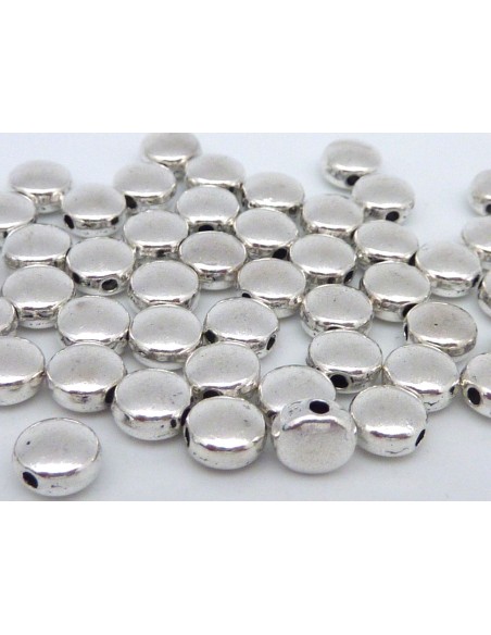 Perle pastille lisse argenté pas chère