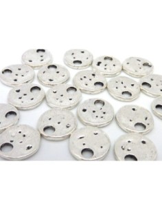 10 Sequins 11,9mm en métal argenté légèrement martelé 2