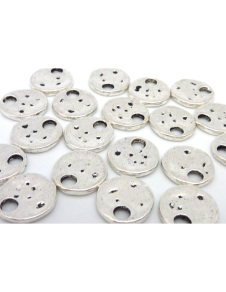 10 Sequins 11,9mm en métal argenté légèrement martelé