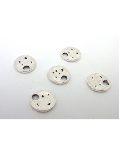 10 Sequins 11,9mm en métal argenté légèrement martelé