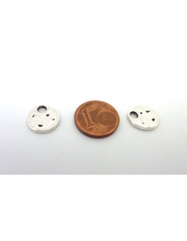10 Sequins 11,9mm en métal argenté légèrement martelé