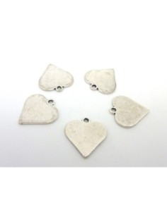 3 Breloques coeur, pendentif coeur 19,7mm en métal argenté