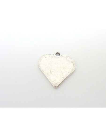 3 Breloques coeur, pendentif coeur 19,7mm en métal argenté