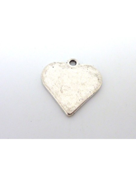 3 Breloques coeur, pendentif coeur 19,7mm en métal argenté