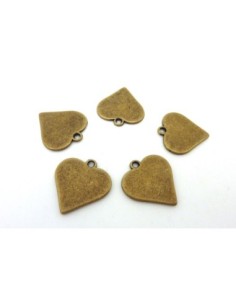Pendentif coeur en métal bronze 19mm