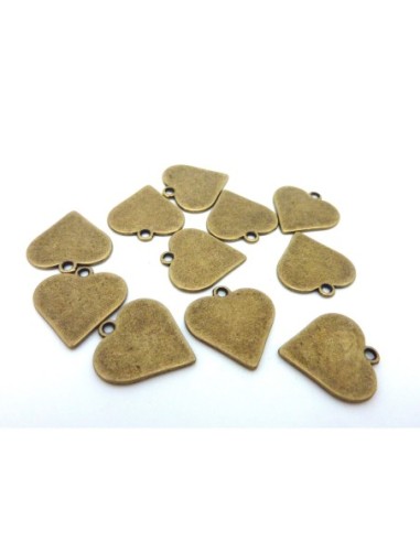 Breloque coeur en métal bronze pas chère