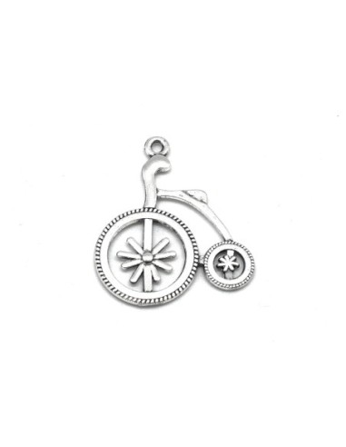 charm vélo grand bi en métal argenté pas cher
