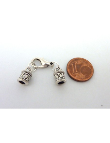 Fermoir mousqueton embout cylindrique gravé pour cordon 3,5mm