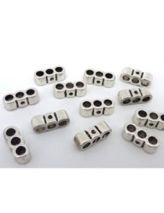 20 Perles connecteur multi rangs 3 Rangs 14mm en métal argenté