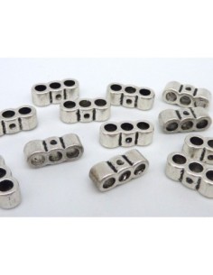 20 Perles connecteur multi rangs 3 Rangs 14mm en métal argenté 2