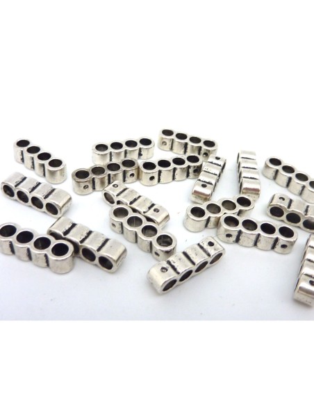 Perles connecteur multi rangs 4 Rangs 17,5mm en métal argenté