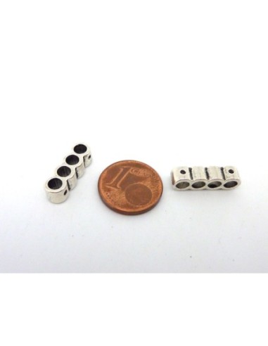 5 Perles connecteur multi rangs 4 Rangs en métal argenté