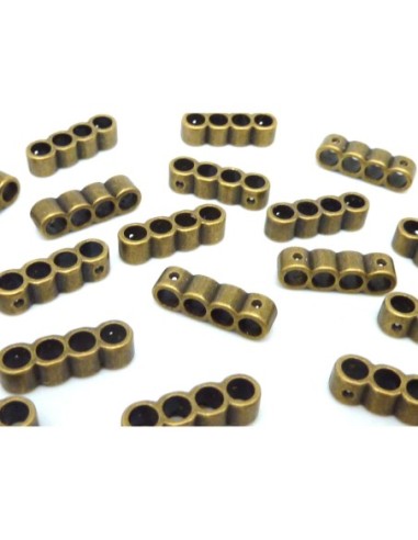 Perle connecteur multi rangs 4 rangs en métal de couleur bronze