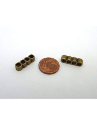 Perle connecteur 4 rangs en métal de couleur bronze idéal pour la création de bijoux avec plusieurs fils