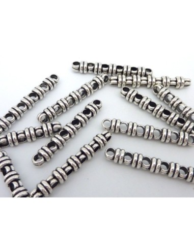 5 Perles connecteur multi rangs 6 Rangs 42,2mm en métal argenté