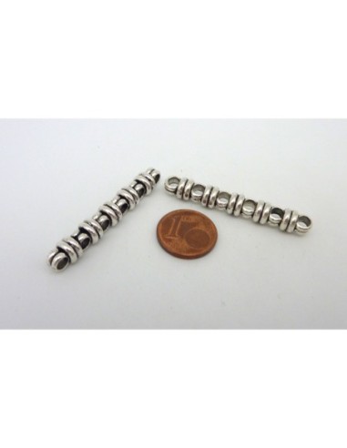 Perle connecteur 6 rangs en métal argenté