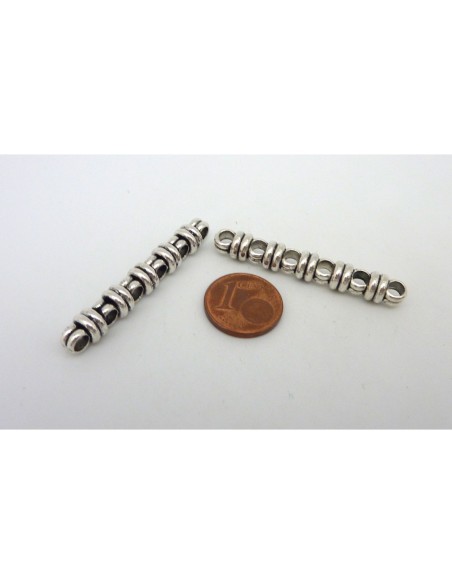 Perle connecteur 6 rangs en métal argenté