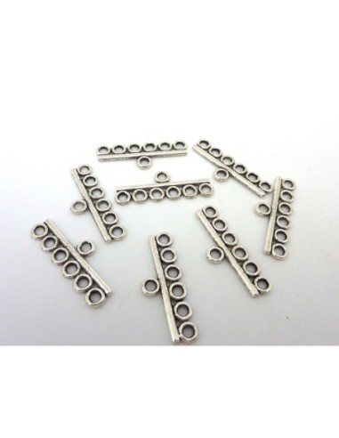 Perle embout de jonction 6 rangs en métal argenté