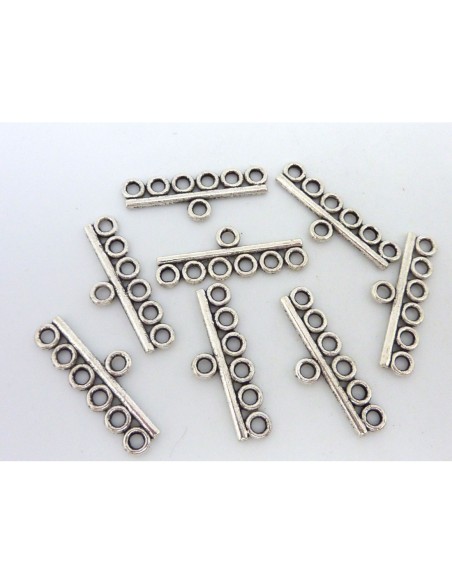 Embout de connexion 6 rangs en métal argenté