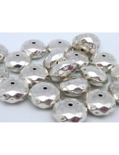2 Perles rondes aplaties facettées 12,1mm en métal argenté 2