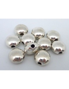 Perle gros galet 14,8mm en métal argenté lisse trou 2