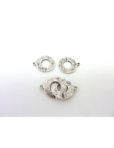 R-3 Fermoirs rond 20mm strié en métal argenté...