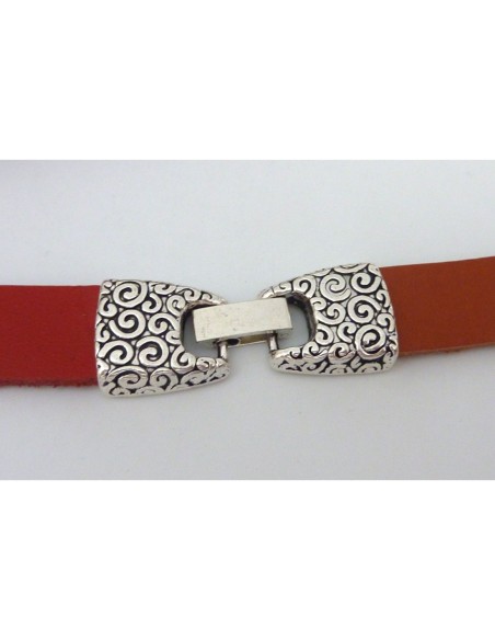 Fermoir clip ouvragé 13 x 2,9mm pour lanière cuir en métal