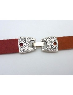 Fermoir clip ouvragé 13 x 2,9mm pour lanière cuir en métal 2